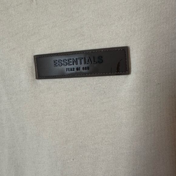 Size M Essentials Fear of God Crop Heavy Jersey Crewneck Beige T-Shirt Women - Picture 6 of 7